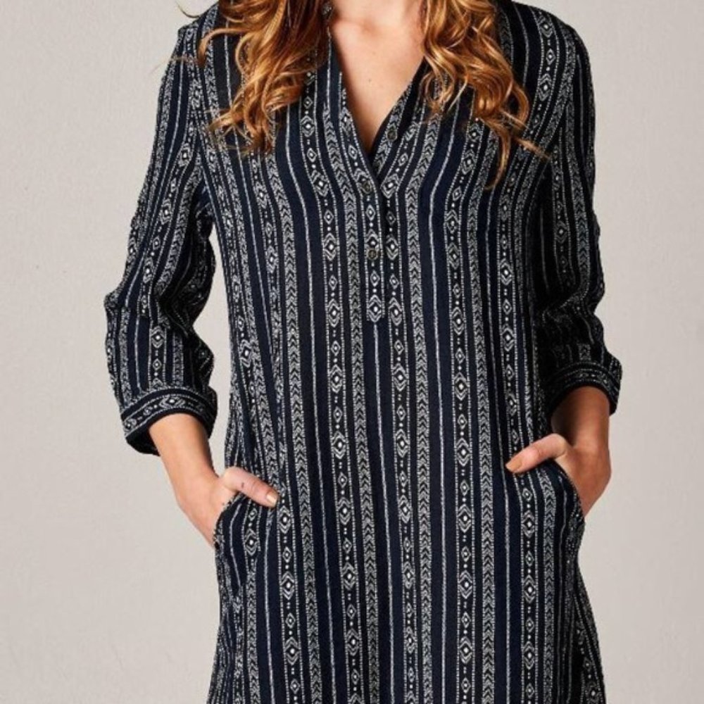 {Dear John}  Boho Boutique Navy Printed Dress XS